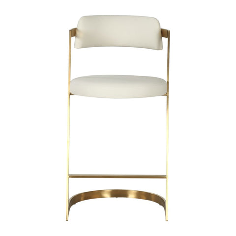 Modrest Shandra Beige Pleather & Gold Counter Stool Model VGRH-RHS-CS-220-BGEGLD