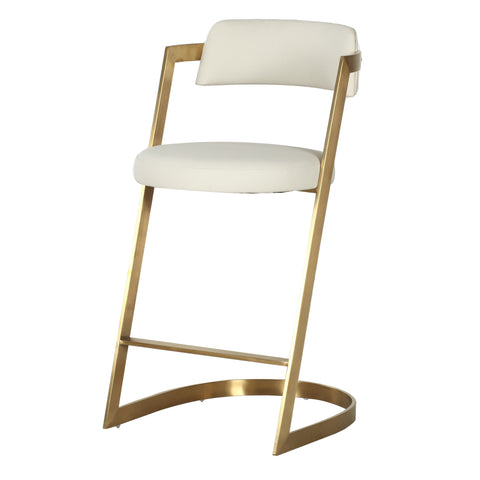 Modrest Shandra Beige Pleather & Gold Counter Stool Model VGRH-RHS-CS-220-BGEGLD