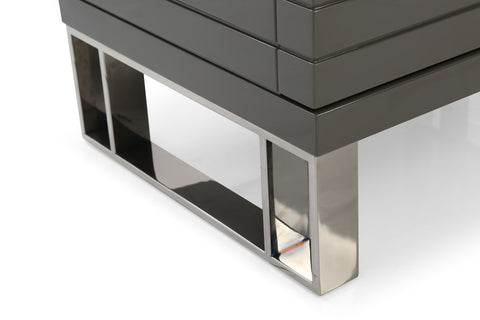 Modrest Splendor Silver & Grey Velvet Upholstered Platform Bed Set Model VGVCBD20256-BED-SET