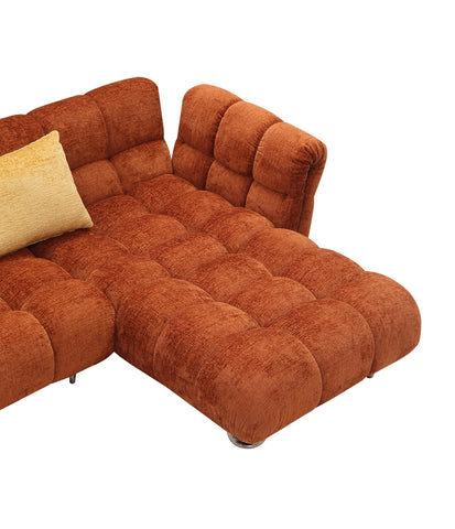 Divani Casa Jacinda Modern Burnt Orange Fabric Right Facing Sectional Sofa & 2 Yellow Pillows Model VGEV-23106-ORG-RAF
