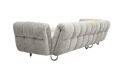 Divani Casa Jacinda Modern Grey Fabric Left Facing Sectional Sofa With 2 Yellow Pillows Model VGEV-23106-GRY-LAF