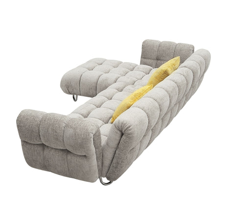 Divani Casa Jacinda Modern Grey Fabric Left Facing Sectional Sofa With 2 Yellow Pillows Model VGEV-23106-GRY-LAF