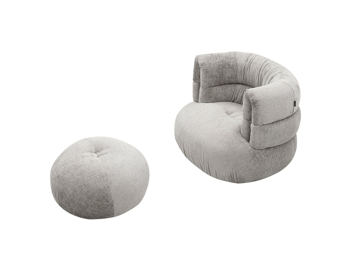 Divani Casa Shay Modern Grey Fabric Accent Chair & Ottoman Model VGEV-CH325-GRY-SET