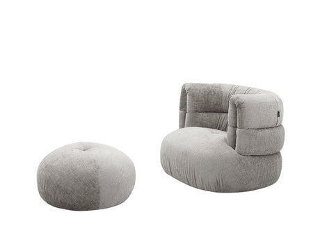Divani Casa Shay Modern Grey Fabric Accent Chair & Ottoman Model VGEV-CH325-GRY-SET