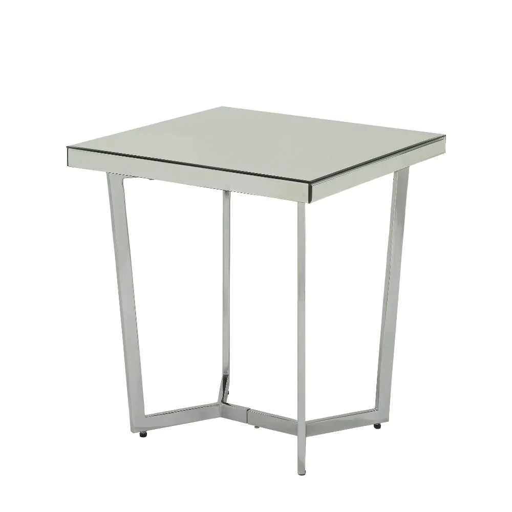 Hastin Mirrored & Chrome End Table Model 80982 By ACME Furniture