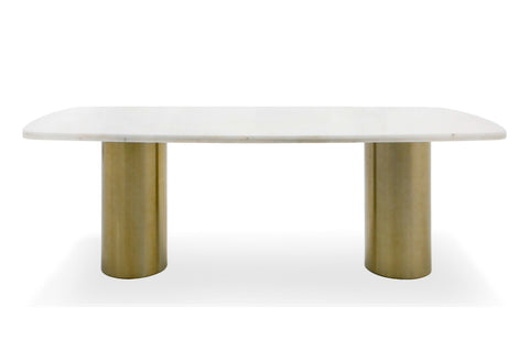 Modrest Rocky Glam White Marble & Brush Gold Large Dining Table Model VGGMM-DT-1360C