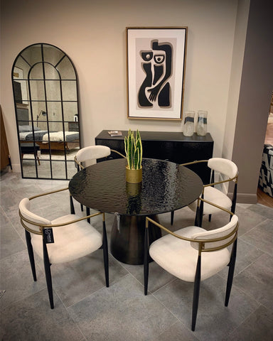 Modrest Calexico Contemporary Black Wave Glass Round Dining Table Model VGGMDT-1717