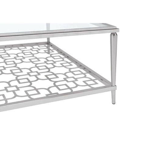 Naiya Nickel & Clear Glass Coffee Table Model 81020 By ACME Furniture