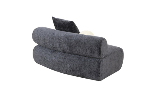 Divani Casa Simpson Contemporary Dark Grey Fabric Curved Modular Armless Seat With Throw Pillows Model VGOD-ZW-23018-GRY-ARMLESS