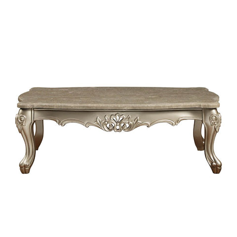 ACME Ranita Marble Top & Champagne Finish Ranita Coffee Table Model 81040