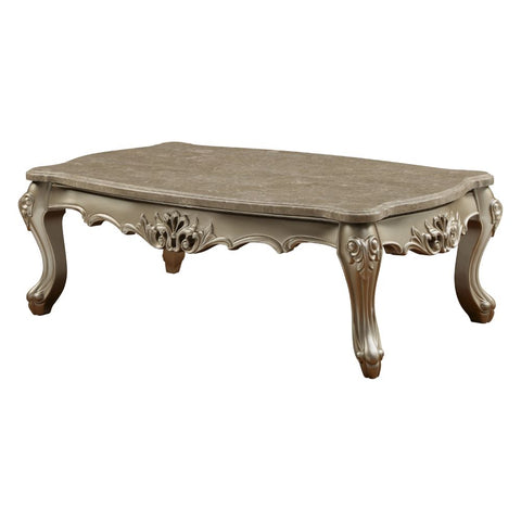 ACME Ranita Marble Top & Champagne Finish Ranita Coffee Table Model 81040