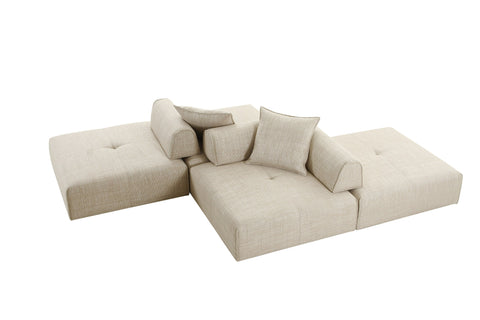 Divani Casa Mondo Modern Modular Beige Fabric Armless Seat Model VGOD-ZW-22033-BGE