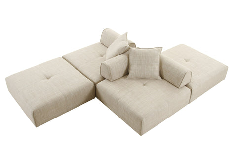 Divani Casa Mondo Modern Modular Beige Fabric Armless Seat Model VGOD-ZW-22033-BGE