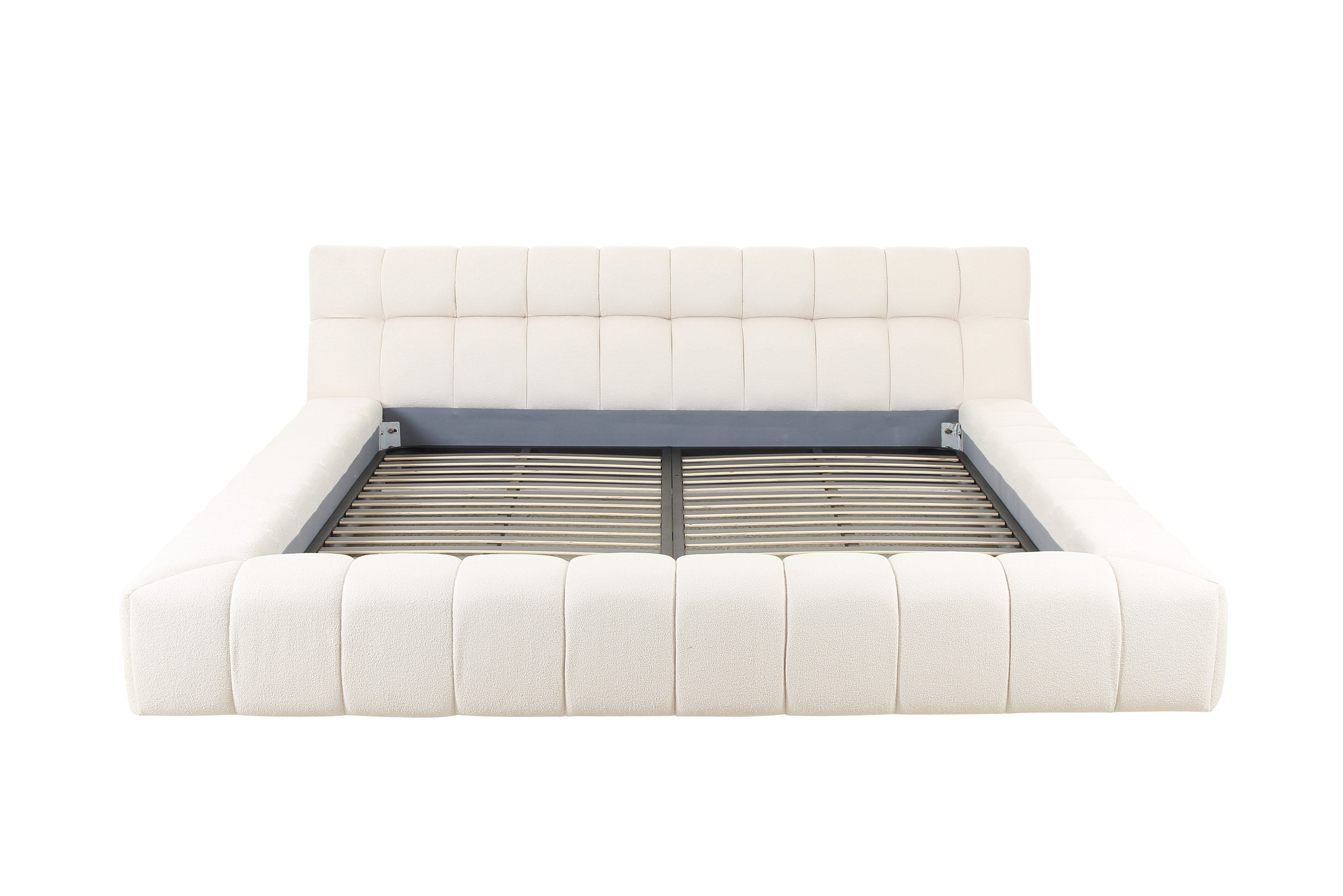 Divani Casa Tyree Modern Tufted Off White Fabric Bed Queen Model VGOD-DY-22116-BED-Q