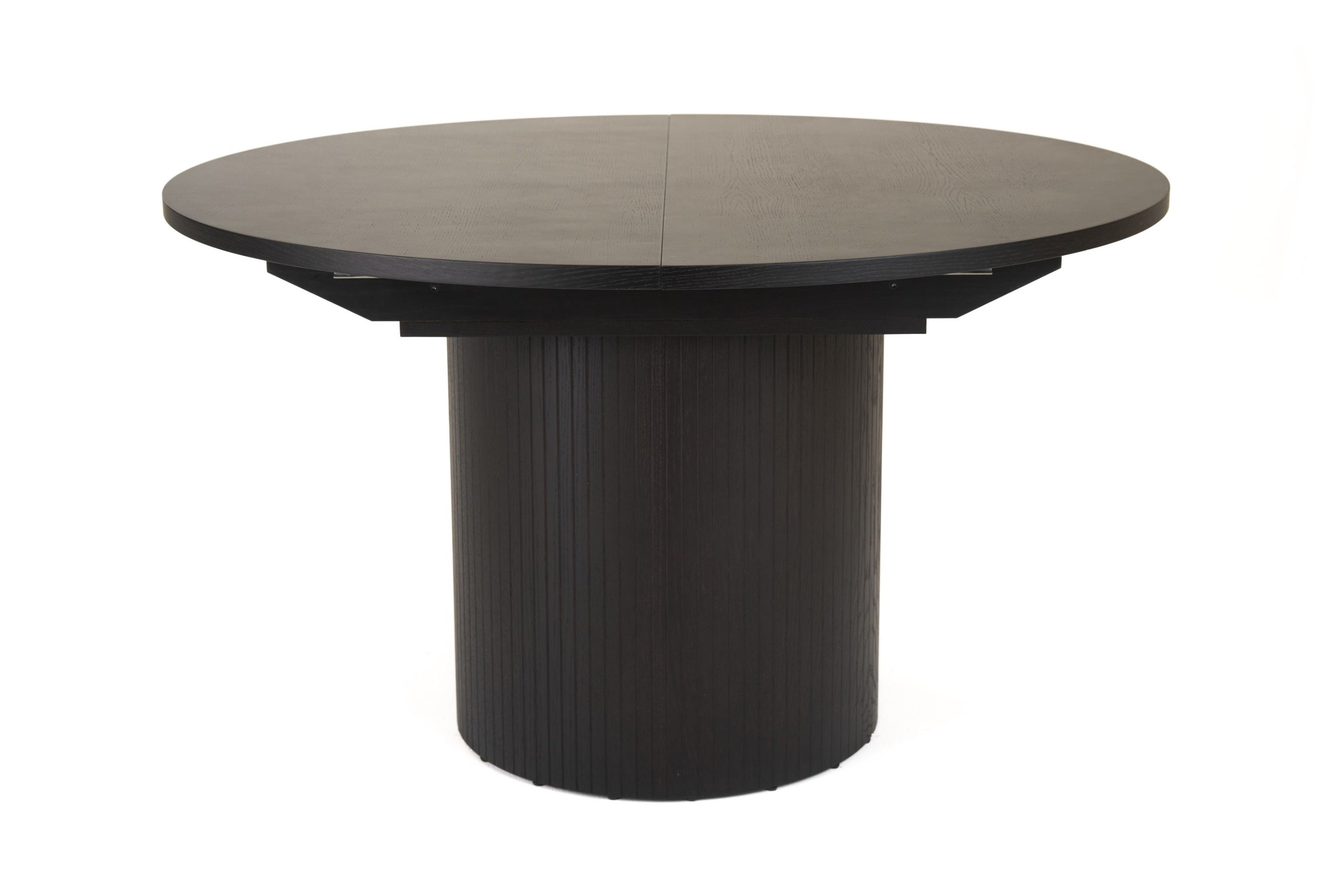 Modrest Miami Modern Black Oak Round Dining Table With Extension Model VGME121254-DT-BLK