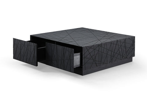 Modrest Kenda Modern Black Oak Square Coffee Table With Storage Model VGVCCT2355
