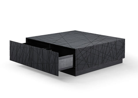 Modrest Kenda Modern Black Oak Square Coffee Table With Storage Model VGVCCT2355