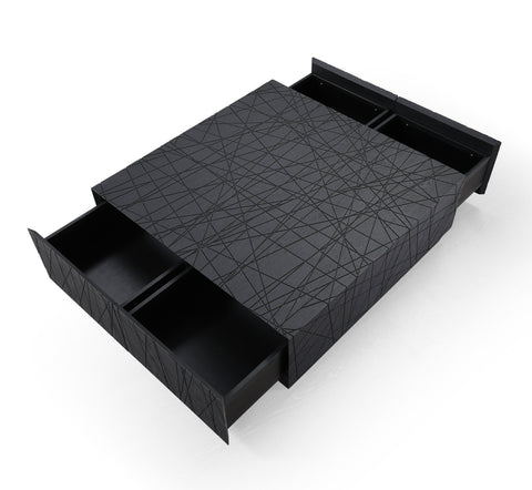 Modrest Kenda Modern Black Oak Square Coffee Table With Storage Model VGVCCT2355