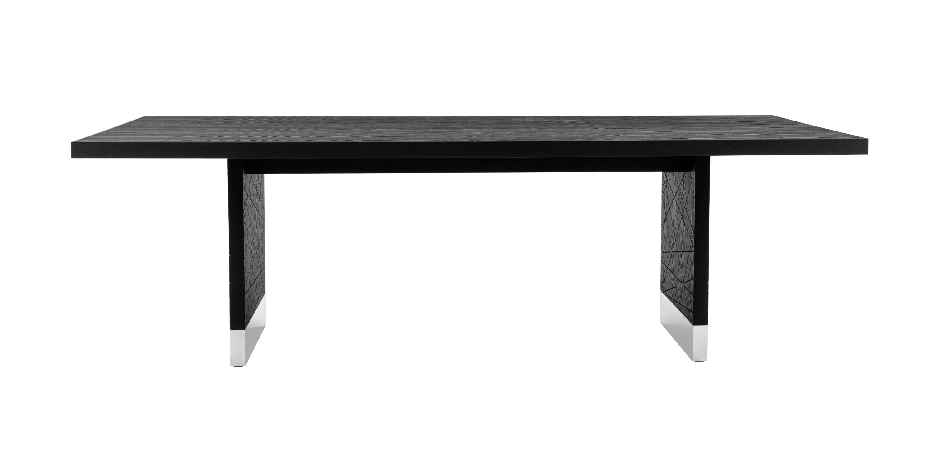 Modrest Kenda Modern Black Ash & Stainless Steel Dining Table Model VGVCT2355-BLK