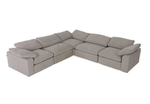 Divani Casa Corinth Modern Gray Fabric Sectional Sofa With 3 Power Recliners Model VGKM-KM.920-GRY