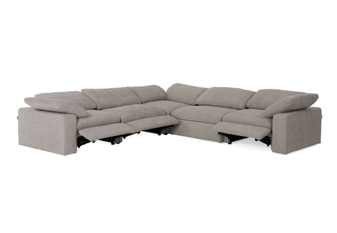 Divani Casa Corinth Modern Gray Fabric Sectional Sofa With 3 Power Recliners Model VGKM-KM.920-GRY