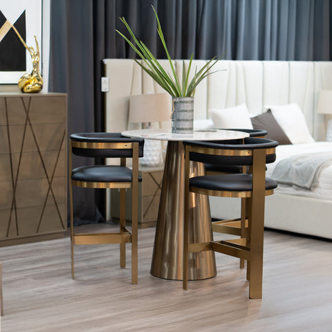 Modrest Boswell Modern Black & Matte Gold Barstool Model VGRH-RHS-BS-158-BLKGLD