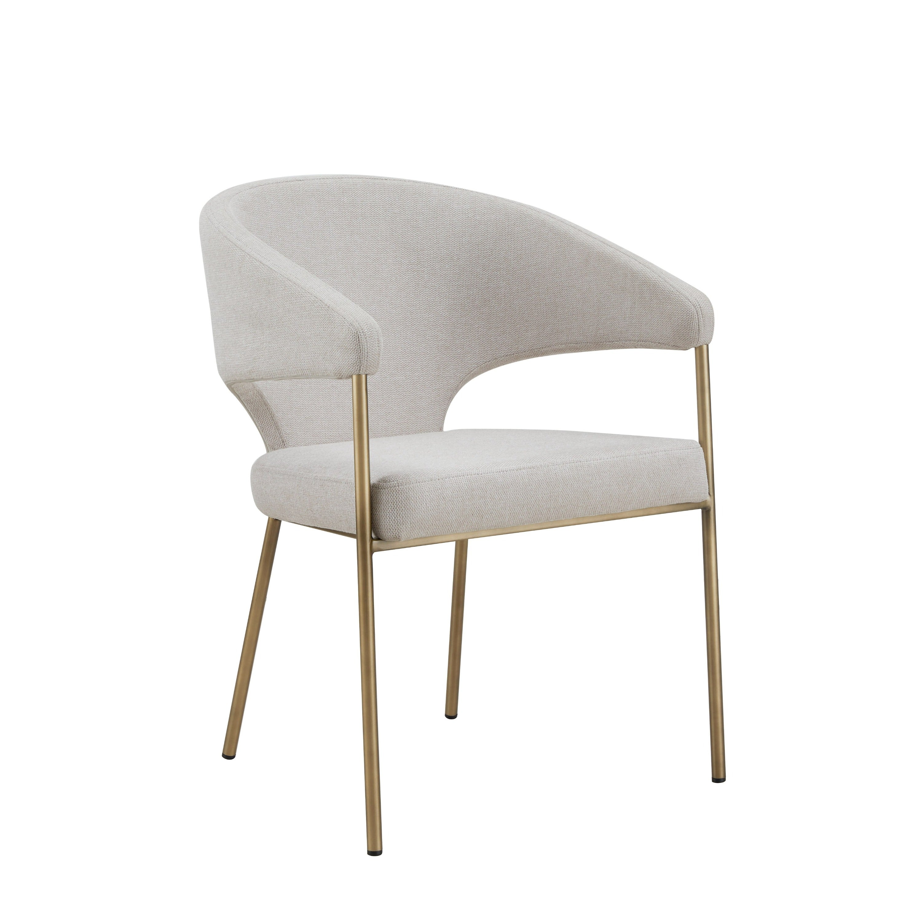 Modrest Claudine Modern Off White Fabric & Brass Dining Chair Model VGGAGA-6214CH-1