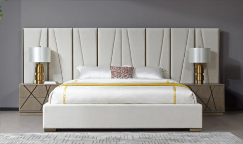 Modrest Nixa Modern Beige Velvet & Brushed Bronze & Birch Bed With Nightstands Queen Model VGVC-BD1909-BED-NS-BGE-queen-1