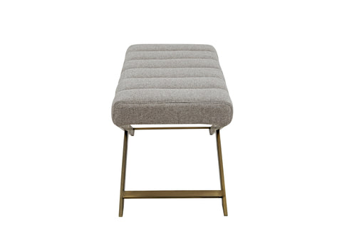 Modrest Xane Contemporary Grey Fabric & Brushed Brass Bench Model VGGAGA-8648BE-GRY