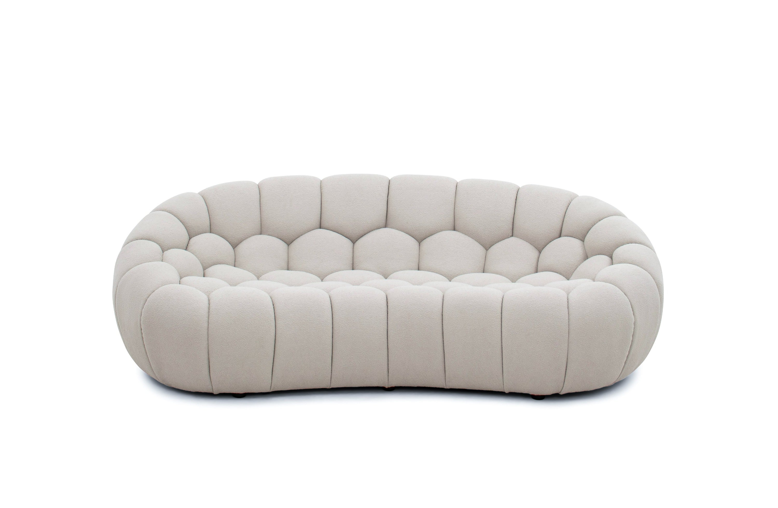 Divani Casa Yolonda Modern Curved Beige Fabric Loveseat Model VGEV2126C-LOVE-C-01