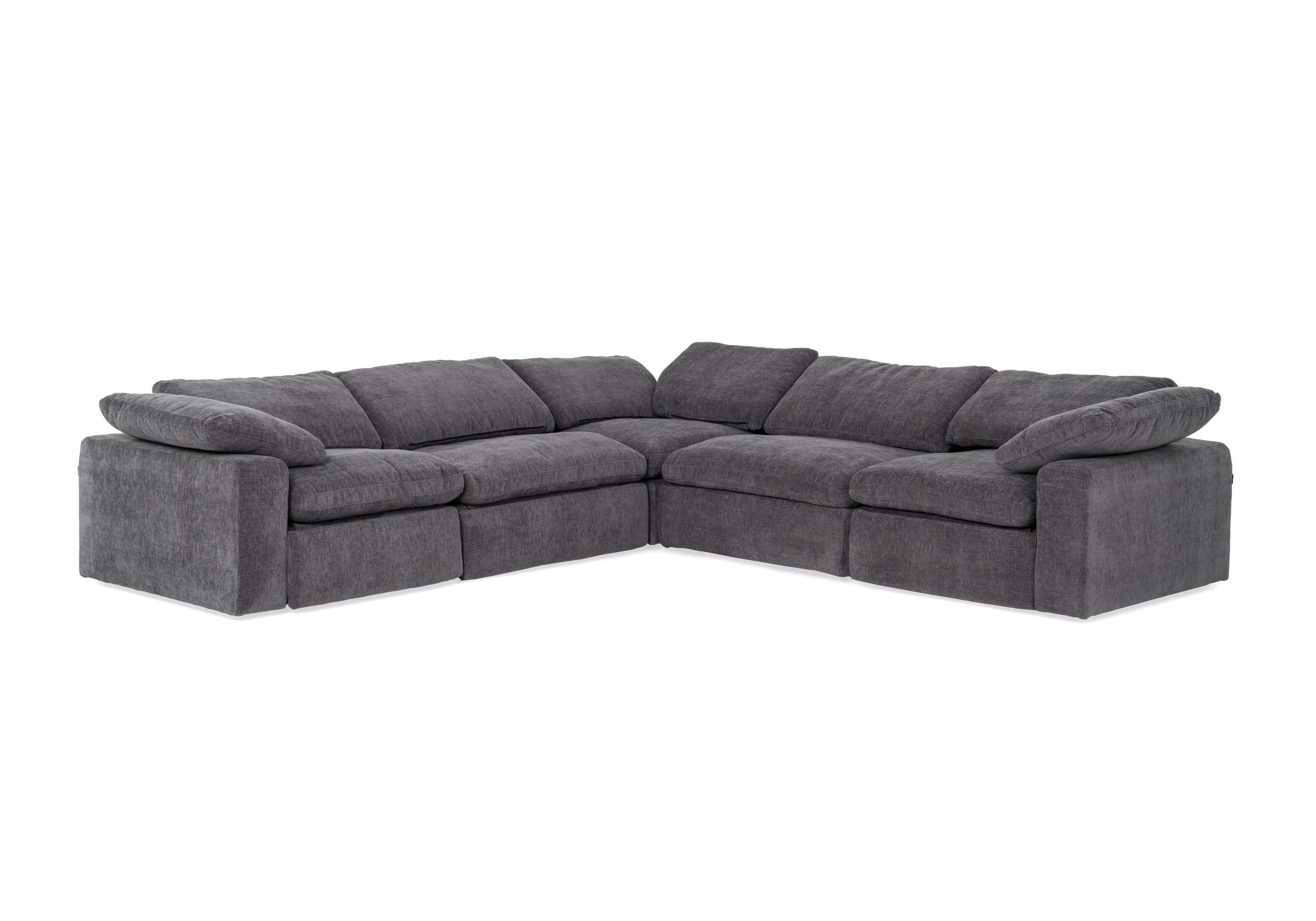 Divani Casa Corinth Modern Dark Gray Fabric Sectional Sofa With 3 Power Recliners Model VGKM-KM.920-CHAR