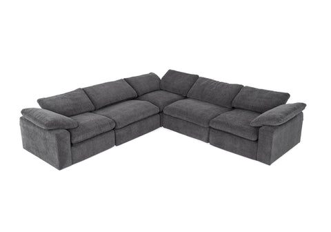 Divani Casa Corinth Modern Dark Gray Fabric Sectional Sofa With 3 Power Recliners Model VGKM-KM.920-CHAR