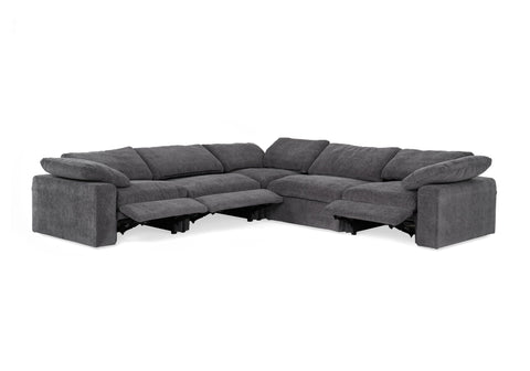 Divani Casa Corinth Modern Dark Gray Fabric Sectional Sofa With 3 Power Recliners Model VGKM-KM.920-CHAR