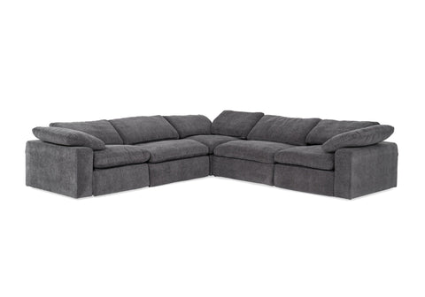 Divani Casa Corinth Modern Dark Gray Fabric Sectional Sofa With 3 Power Recliners Model VGKM-KM.920-CHAR