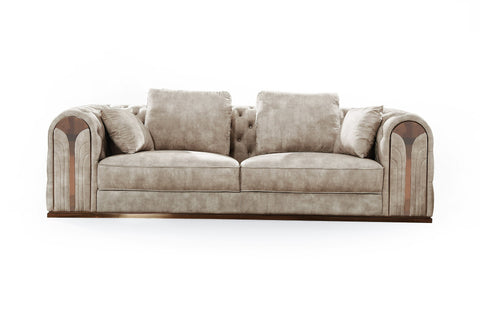 Divani Casa Dosie Transitional Beige Velvet Sofa Set Model VGBN-S-9368-SET-BGE