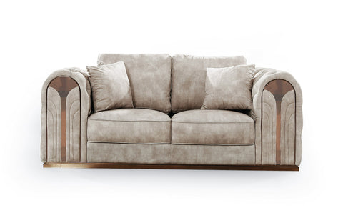 Divani Casa Dosie Transitional Beige Velvet Sofa Set Model VGBN-S-9368-SET-BGE