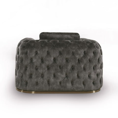 Divani Casa Dosie Transitional Grey Velvet Sofa Set Model VGBN-S-9368-SET-GRY