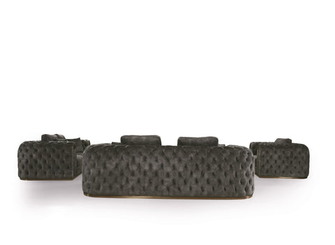 Divani Casa Dosie Transitional Grey Velvet Sofa Set Model VGBN-S-9368-SET-GRY