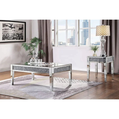 Noralie Mirrored & Faux Diamonds Coffee Table Model 81415 By ACME Furniture
