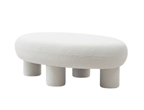 Modrest Gaynes Modern Off White Fabric Bench Model VGMF-A609-OFFWHT