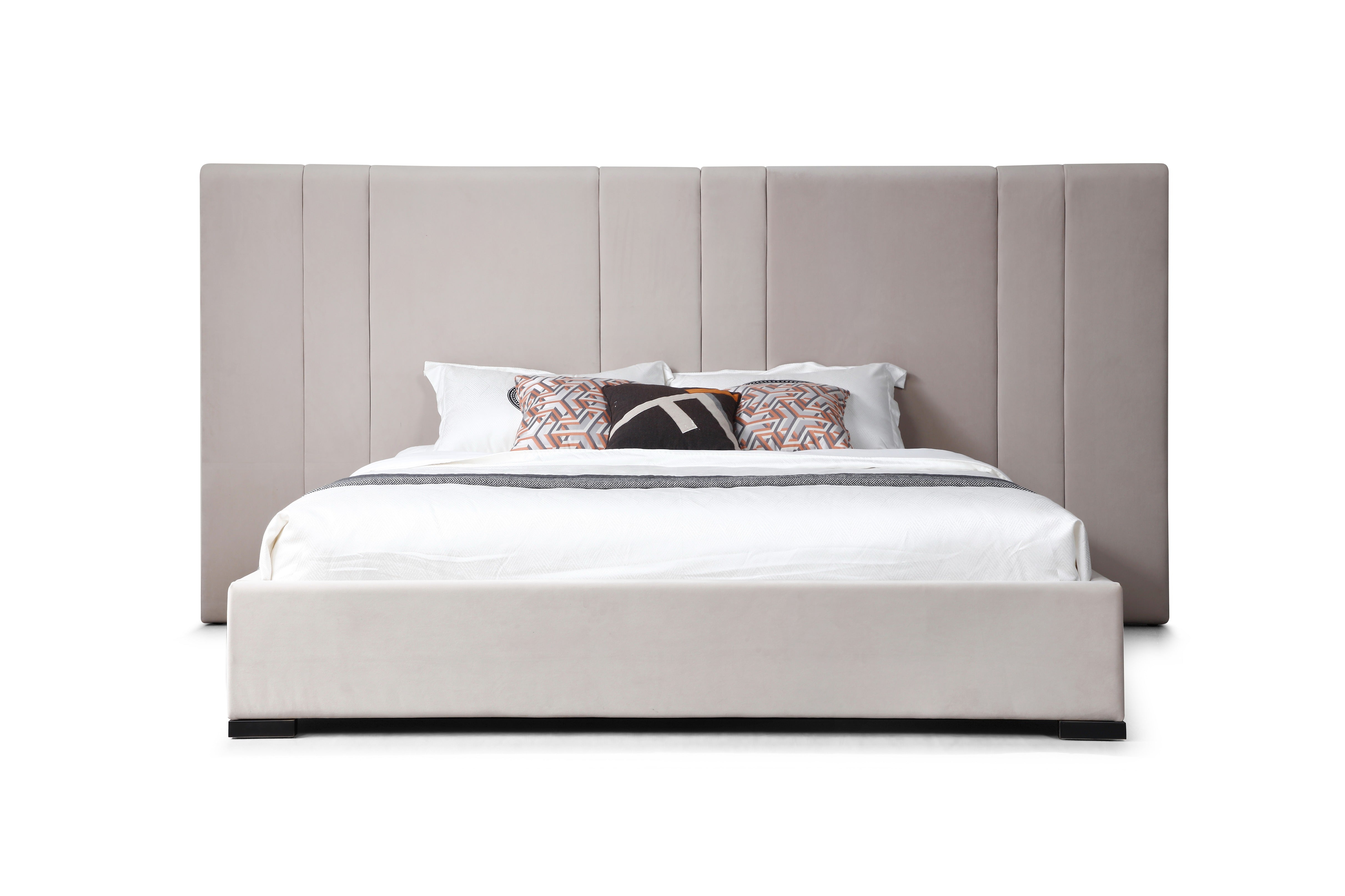 Queen Modrest Penelope Modern Grey Velvet Bed Model VGVCBD2312-Q
