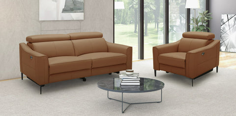Divani Casa Eden Modern Camel Leather Sofa With 2 Recliners Model VGKV-KM.5012-SOFA-CML
