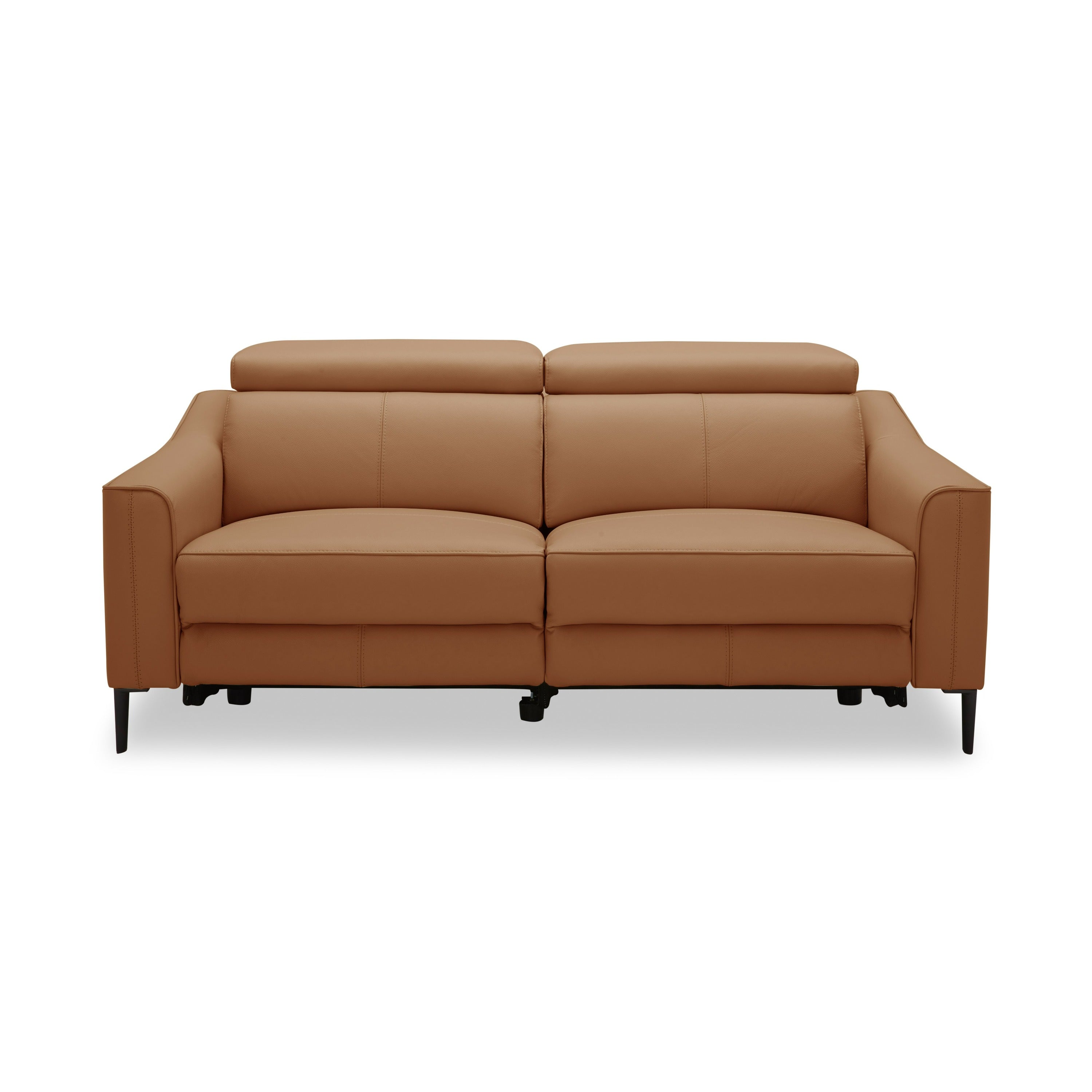 Divani Casa Eden Modern Camel Leather Loveseat With 2 Recliners Model VGKV-KM.5012-LOVE-CML