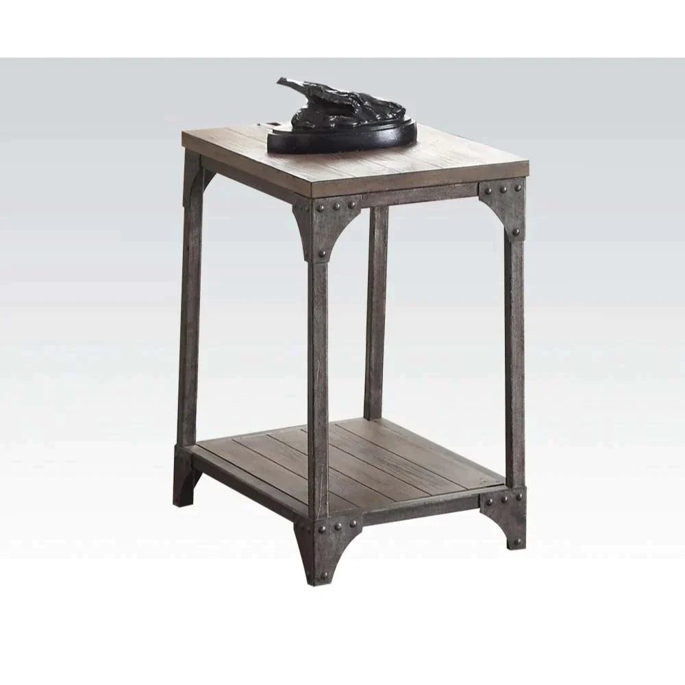 Gorden Weathered Oak & Antique Nickel End Table Model 81447 By ACME Furniture