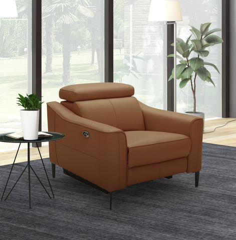 Divani Casa Eden Modern Camel Leather Recliner Chair Model VGKV-KM.5012-CHR-CML
