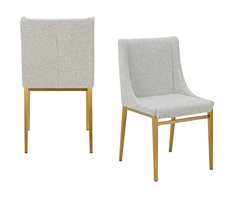 Modrest Mimi Modern Light Grey Fabric & Antique Brass Dining Chair (Set Of 2) Model VGGAGA-6544CH-BEI-4