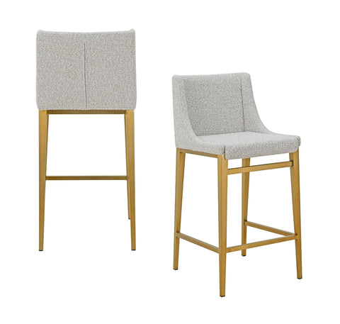 Modrest Mimi Modern Light Grey Fabric & Antique Brass Counter Stool (Set Of 2) Model VGGAGA-6544CH-C-GRY-4