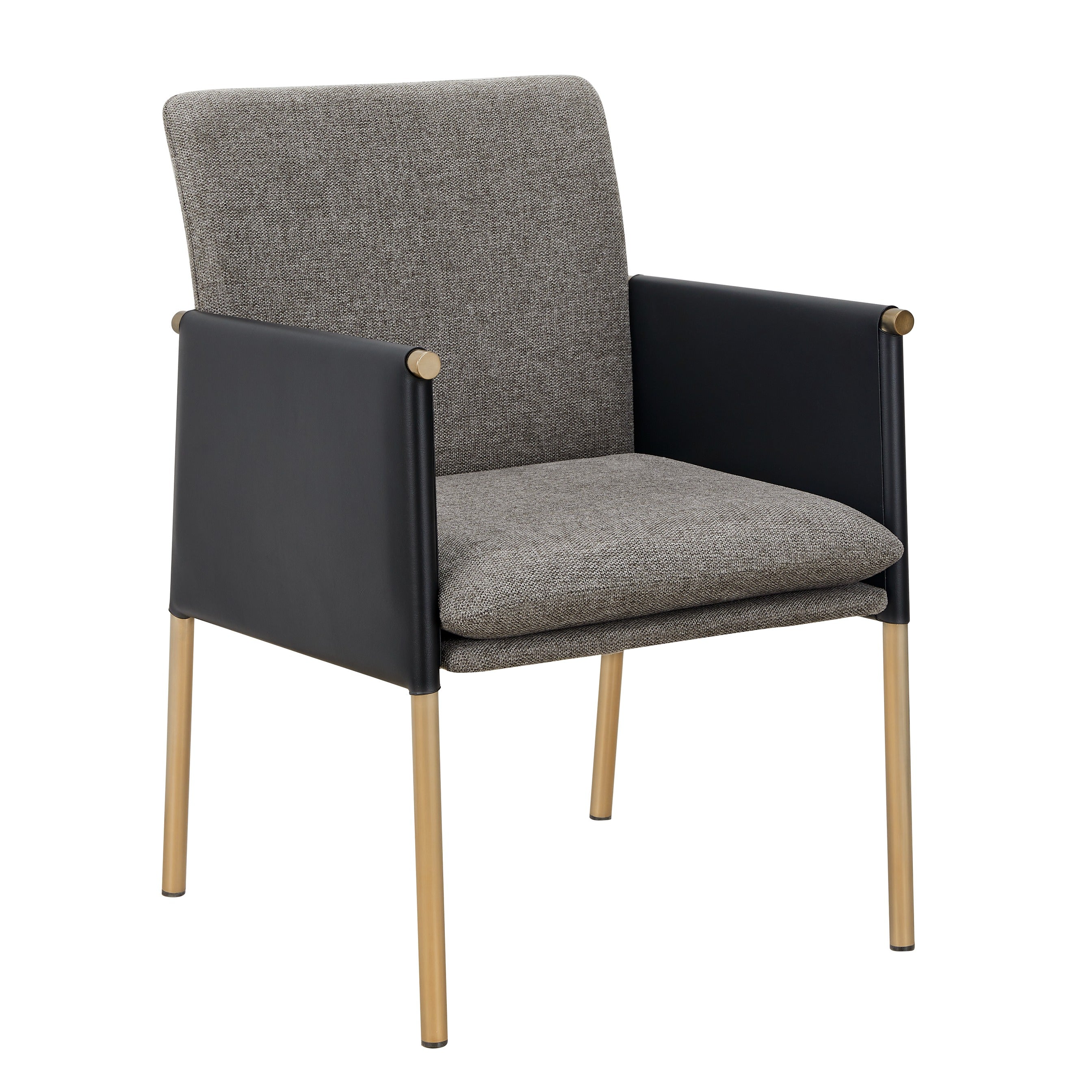 Modrest Engel Modern Dark Grey Vegan Leather & Grey Fabric & Antique Brass Dining Chair Model VGGAGA-6988CH-1-DKGRY