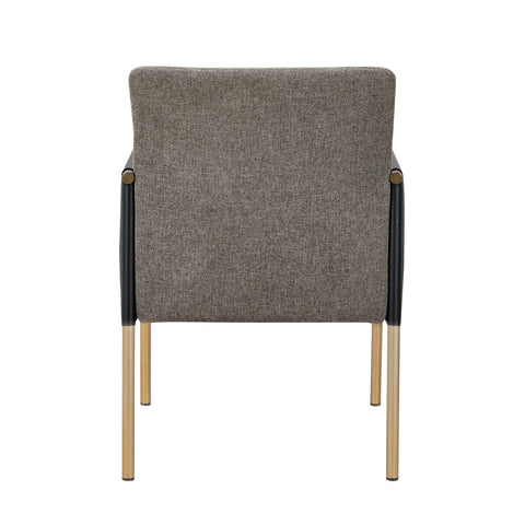 Modrest Engel Modern Dark Grey Vegan Leather & Grey Fabric & Antique Brass Dining Chair Model VGGAGA-6988CH-1-DKGRY