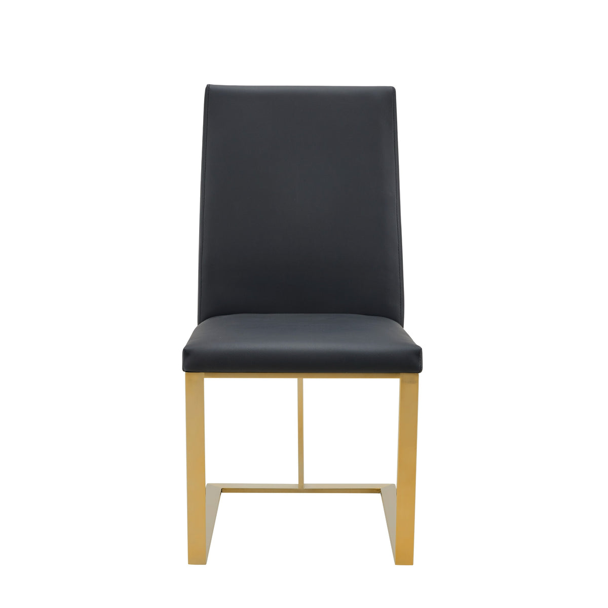 Modrest Frankie Modern Dark Grey Vegan Leather & Antique Brass Dining Chair Model VGGAGA-6917CH-DKGRY